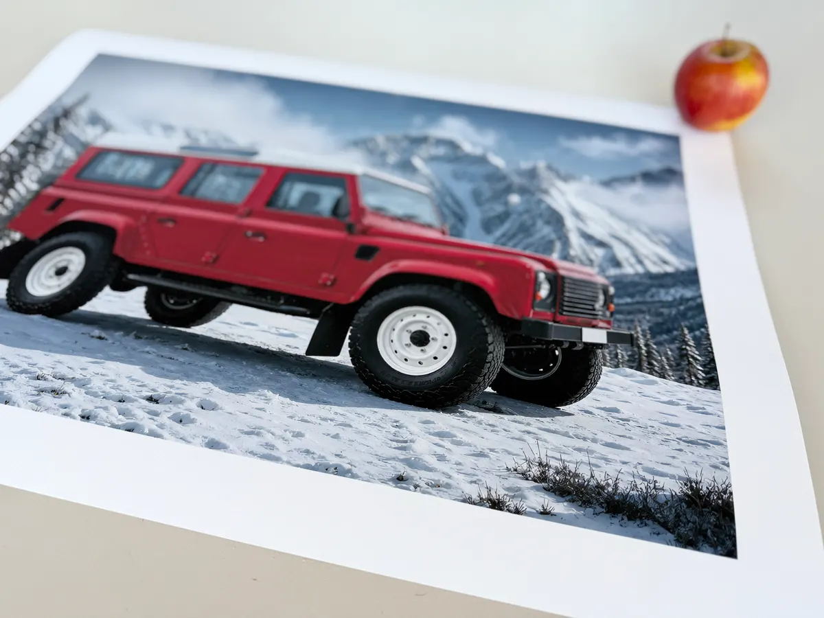 Close-up of a matte poster print showing paper texture and detail